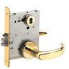 L9076B-17A-605-LX Schlage L Series Classroom Holdback - Latchbolt Monitor Mortise Lock with 17 Cast Lever Design Prepped for SFIC in Bright Brass