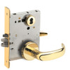 L9076B-17B-605-LX Schlage L Series Classroom Holdback - Latchbolt Monitor Mortise Lock with 17 Cast Lever Design Prepped for SFIC in Bright Brass