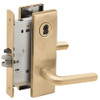 L9076B-02N-606-RX Schlage L Series Classroom Holdback - Request to Exit Mortise Lock with 02 Cast Lever Design Prepped for SFIC in Satin Brass
