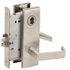 L9076B-06N-619-RX Schlage L Series Classroom Holdback - Request to Exit Mortise Lock with 06 Cast Lever Design Prepped for SFIC in Satin Nickel