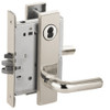 L9076B-02L-629 Schlage L Series Classroom Holdback Mortise Lock with 02 Cast Lever Design Prepped for SFIC in Bright Stainless Steel