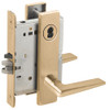 L9076B-05L-606 Schlage L Series Classroom Holdback Mortise Lock with 05 Cast Lever Design Prepped for SFIC in Satin Brass