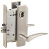 L9076B-12L-619-LH Schlage L Series Classroom Holdback Mortise Lock with 12 Cast Lever Design Prepped for SFIC in Satin Nickel