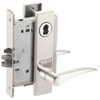 L9076B-12L-629-LH Schlage L Series Classroom Holdback Mortise Lock with 12 Cast Lever Design Prepped for SFIC in Bright Stainless Steel