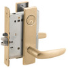 LV9070P-07L-606-RX Schlage L Series Vandlgard - Classroom Commercial - Request to Exit Mortise Lock with 07 Cast Lever Design in Satin Brass