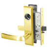 MOCN8805FL-605-LC-MELR-REX Yale 8800FL Series Less Cylinder Mortise Storeroom/Closet Locks - Request to Exit Switch with Monroe Lever in Bright Brass