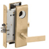 LV9070L-01N-606-RX Schlage L Series Vandlgard - Less Cylinder Classroom Commercial - Request to Exit Mortise Lock with 01 Cast Lever Design in Satin Brass
