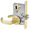 PBR8867FL-605-ICLC Yale 8800FL Series Single Cylinder with Deadbolt Mortise Dormitory or Exit Lock with Indicator with Pacific Beach Lever Lock Prepped for LFIC in Bright Brass