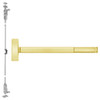 MLRTSFL2715-605-36 PHI 2700 Series Wood Door Concealed Vertical Exit Device with Motorized Latch Retraction and Touchbar Monitoring Prepped for Thumbpiece Always Active in Bright Brass Finish