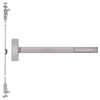 MLRTSFL2715-630-36 PHI 2700 Series Wood Door Concealed Vertical Exit Device with Motorized Latch Retraction and Touchbar Monitoring Prepped for Thumbpiece Always Active in Satin Stainless Steel Finish