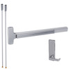 RXMELF-25-V-L-BE-DANE-US26D-4-LHR Falcon 25 Series Request to Exit Fire Rated Surface Vertical Rod Devices 510L Dane Lever Trim with Blank Escutcheon in Satin Chrome
