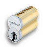 336B010-06-AEBS Medeco Biaxial 6-Pin SFIC Core E Keyway Sub-Assembled in Satin Brass
