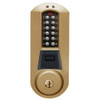 Eplex Pushbutton Lock in Dark Bronze with Brass Accents Finish