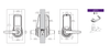 Accentra (formerly Yale) nexTouch NTB623 dimensional drawings - 8-1/8 inch height, 2-7/8 inch width, 3-3/4 inch projection, with Augusta AU cast zinc lever 3-5/8 x 5-1/4 inch