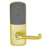 CO200-CY-50-PR-TLR-GD-29R-605 Schlage Standalone Cylindrical Electronic Magnetic Stripe Reader Locks in Bright Brass