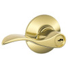 F51A-ACC-605 Schlage F Series - Accent Lever style with Keyed Entrance Lock Function in Bright Brass