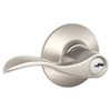 F51A-ACC-618 Schlage F Series - Accent Lever style with Keyed Entrance Lock Function in Polished Nickel