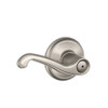 F10-FLA-619 Schlage F Series - Flair Lever style with Passage Lock Function in Satin Nickel