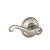 F80-FLA-RH-619 Schlage F Series - Flair Lever style with Storeroom Lock Function in Satin Nickel