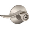 F51A-SAC-619 Schlage F Series - Sacramento Lever style with Keyed Entrance Lock Function in Satin Nickel