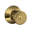 F51A-BEL-609 Schlage F Series - Knob Bell Style with Keyed Entrance Lock Function in Antique Brass