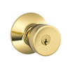 F80-BEL-605 Schlage F Series - Knob Bell Style with Storeroom Lock Function in Bright Brass