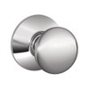 F10-PLY-625 Schlage F Series - Knob Plymouth Style with Passage Lock Function in Bright Chrome