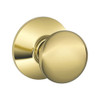 F170-PLY-605 Schlage F Series - Knob Plymouth Style with Single Dummy Trim Function in Bright Brass