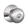 F80-PLY-625 Schlage F Series - Knob Plymouth Style with Storeroom Lock Function in Bright Chrome