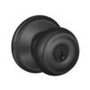 F51A-GEO-622 Schlage F Series - Knob Georgian Style with Keyed Entrance Lock Function in Matte Black