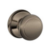 F40-AND-620 Schlage F Series - Knob Andover Style with Privacy Lock Function in Antique Pewter