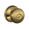 F51A-AND-609 Schlage F Series - Knob Andover Style with Keyed Entrance Lock Function in Antique Brass