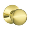 F10-ORB-505 Schlage F Series - Knob Orbit Style with Passage Lock Function in Lifetime Brass