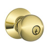 F51A-ORB-605 Schlage F Series - Knob Orbit Style with Keyed Entrance Lock Function in Bright Brass