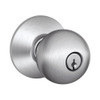 F51A-ORB-626 Schlage F Series - Knob Orbit Style with Keyed Entrance Lock Function in Satin Chrome