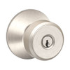 F51A-BWE-618 Schlage F Series - Knob Bowery Style with Keyed Entrance Lock Function in Polished Nickel