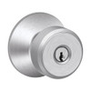 F51A-BWE-626 Schlage F Series - Knob Bowery Style with Keyed Entrance Lock Function in Satin Chrome