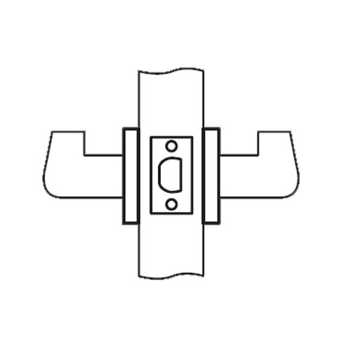 RL01-BRR-26D Arrow Cylindrical Lock RL Series Passage Lever with Broadway Trim Design in Satin Chrome
