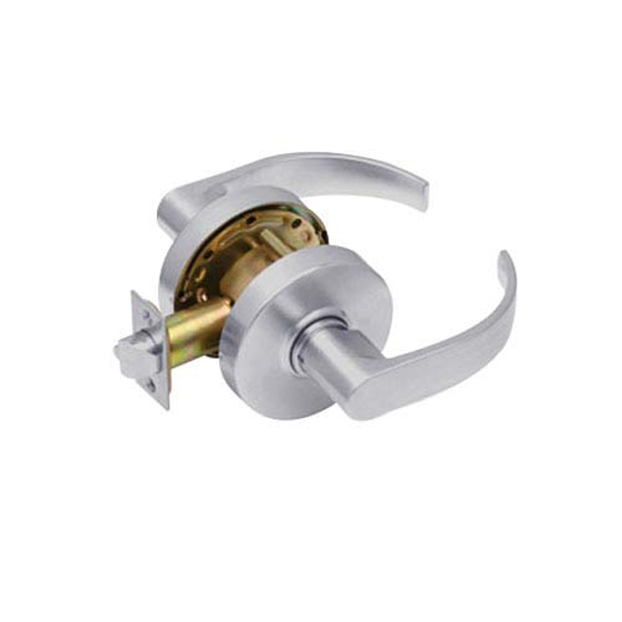 RL01-BRR-26D Arrow Cylindrical Lock RL Series Passage Lever with Broadway Trim Design in Satin Chrome