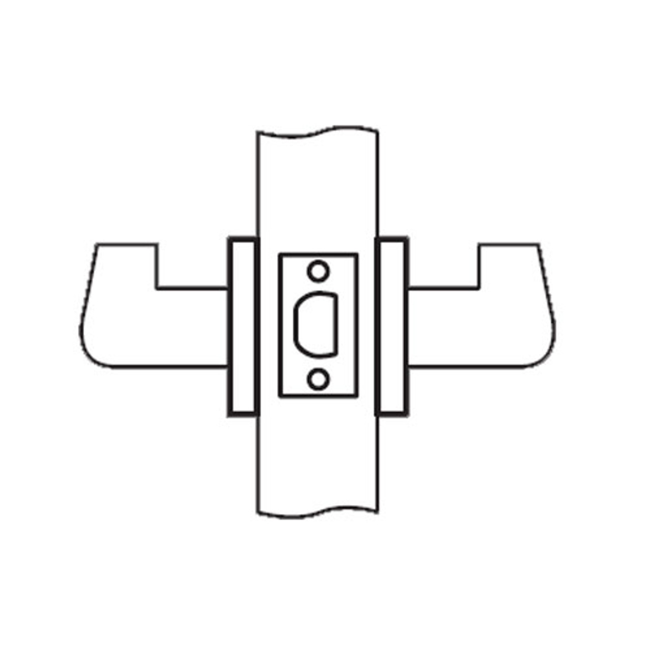 RL01-BRR-26 Arrow Cylindrical Lock RL Series Passage Lever with Broadway Trim Design in Bright Chrome