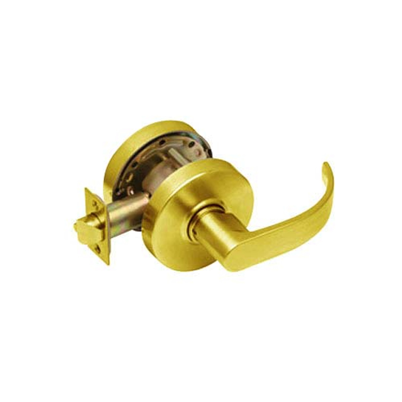 RL03-BRR-03 Arrow Cylindrical Lock RL Series Communicating Lever with Broadway Trim Design in Bright Brass