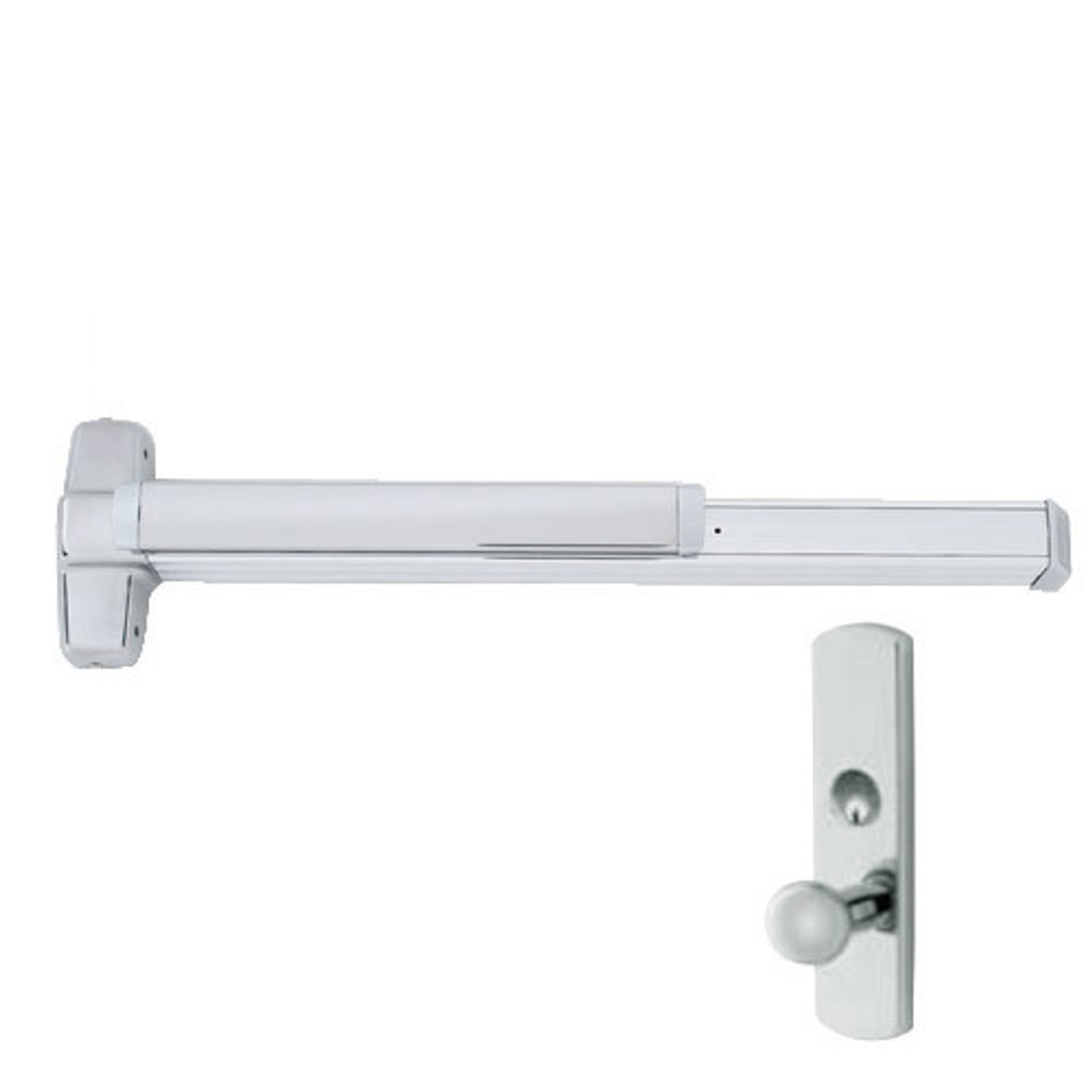 CD9947K-US28-4 Von Duprin 9947 Series with 996K Knob Concealed Vertical Rod Exit Device with Cylinder Dogging in Anodized Aluminum