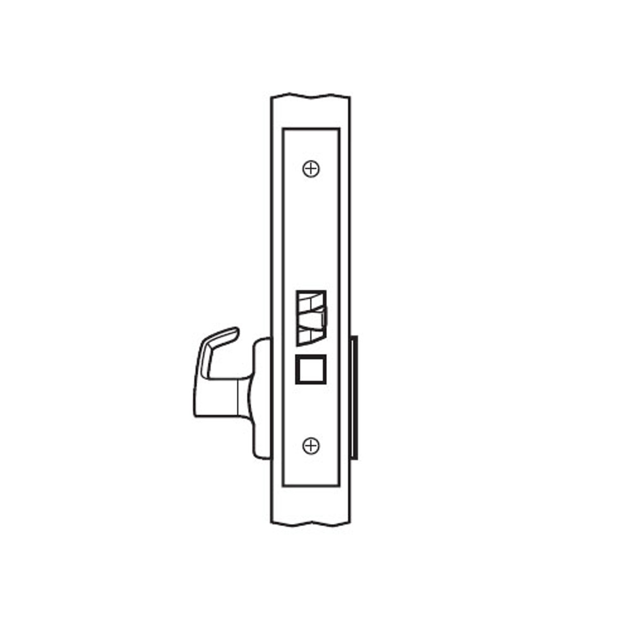BM07-VL-32 Arrow Mortise Lock BM Series Exit Lever with Ventura Design in Bright Stainless Steel