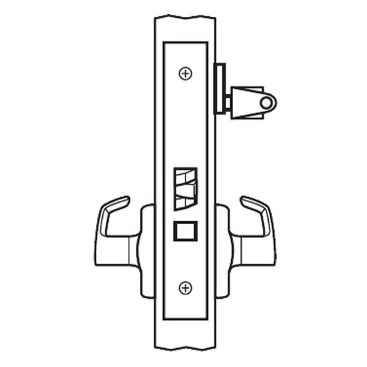 BM17-VH-32 Arrow Mortise Lock BM Series Classroom Lever with Ventura Design and H Escutcheon in Bright Stainless Steel