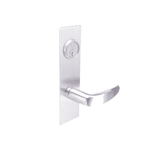 BM24-VH-32 Arrow Mortise Lock BM Series Storeroom Lever with Ventura Design and H Escutcheon in Bright Stainless Steel