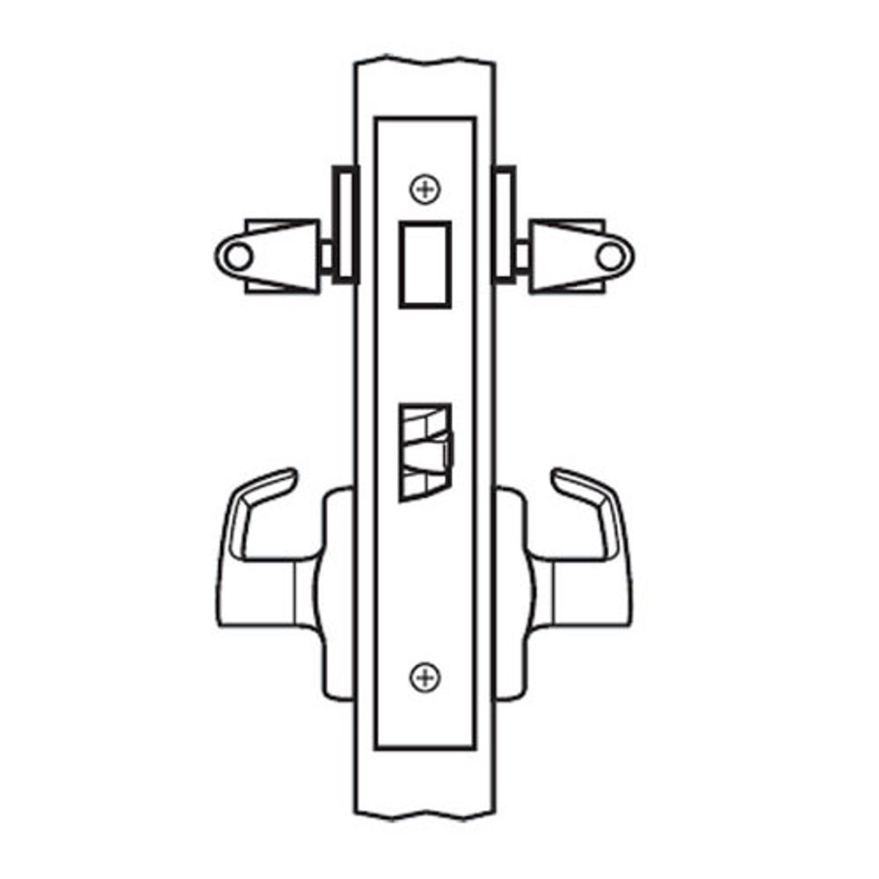 BM31-VH-03 Arrow Mortise Lock BM Series Storeroom Lever with Ventura Design and H Escutcheon in Bright Brass