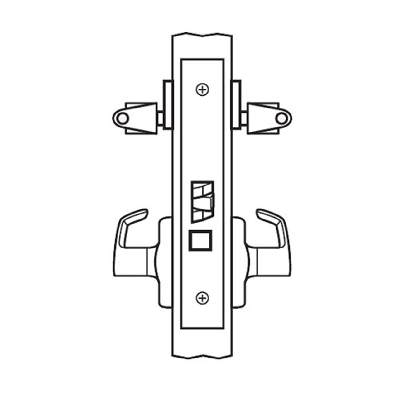 BM32-VH-03 Arrow Mortise Lock BM Series Vestibule Lever with Ventura Design and H Escutcheon in Bright Brass