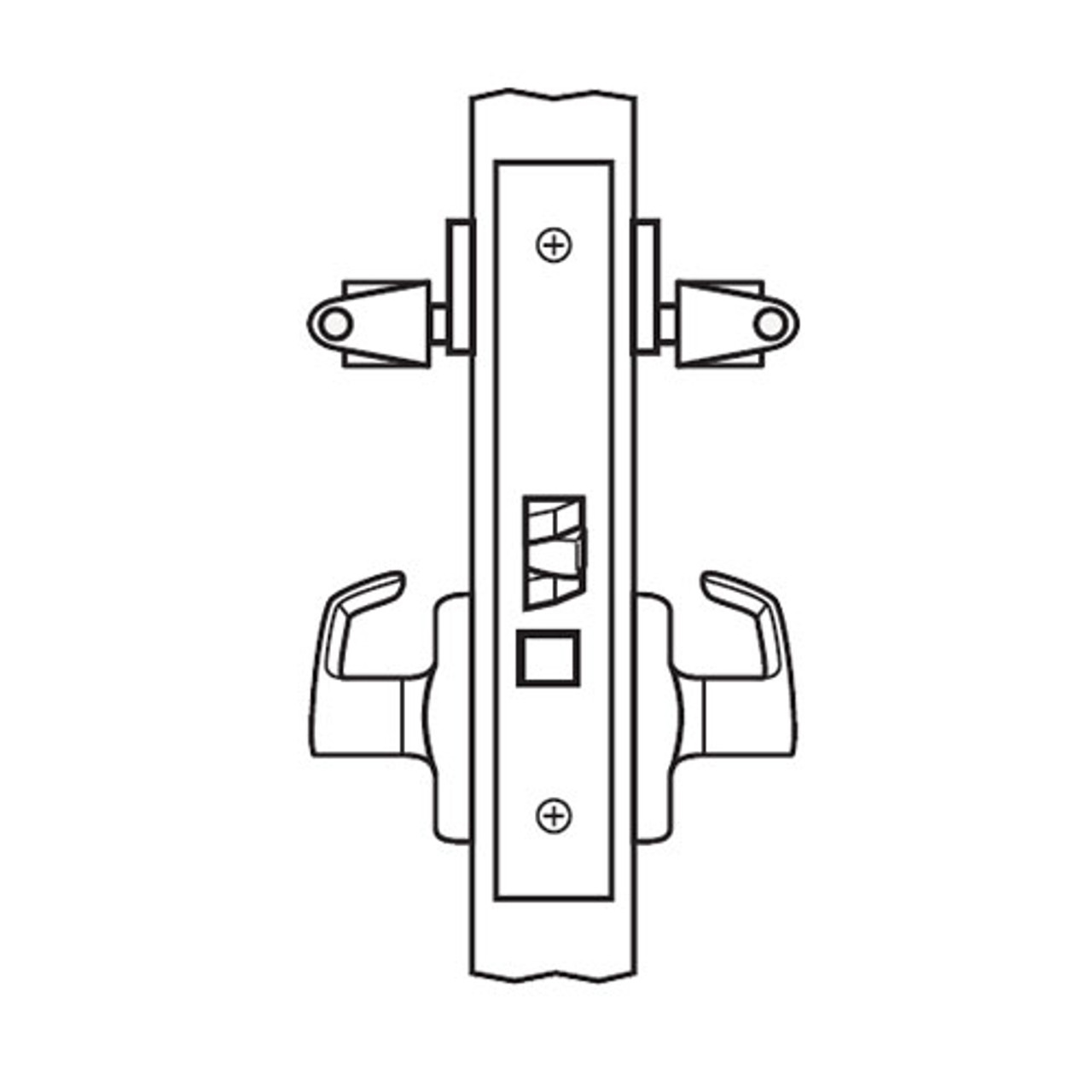 BM32-VH-32 Arrow Mortise Lock BM Series Vestibule Lever with Ventura Design and H Escutcheon in Bright Stainless Steel