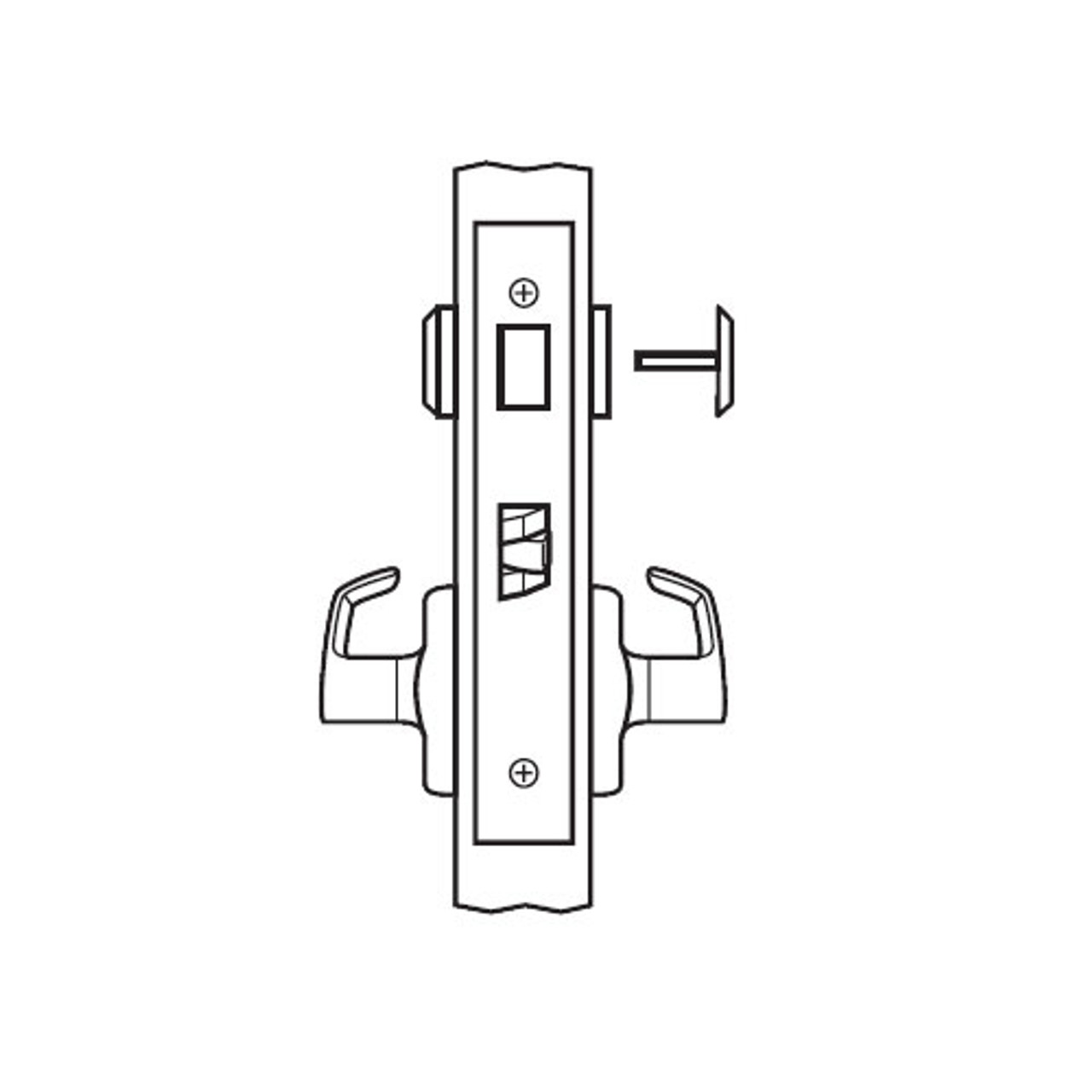 BM02-BRL-03 Arrow Mortise Lock BM Series Privacy Lever with Broadway Design in Bright Brass