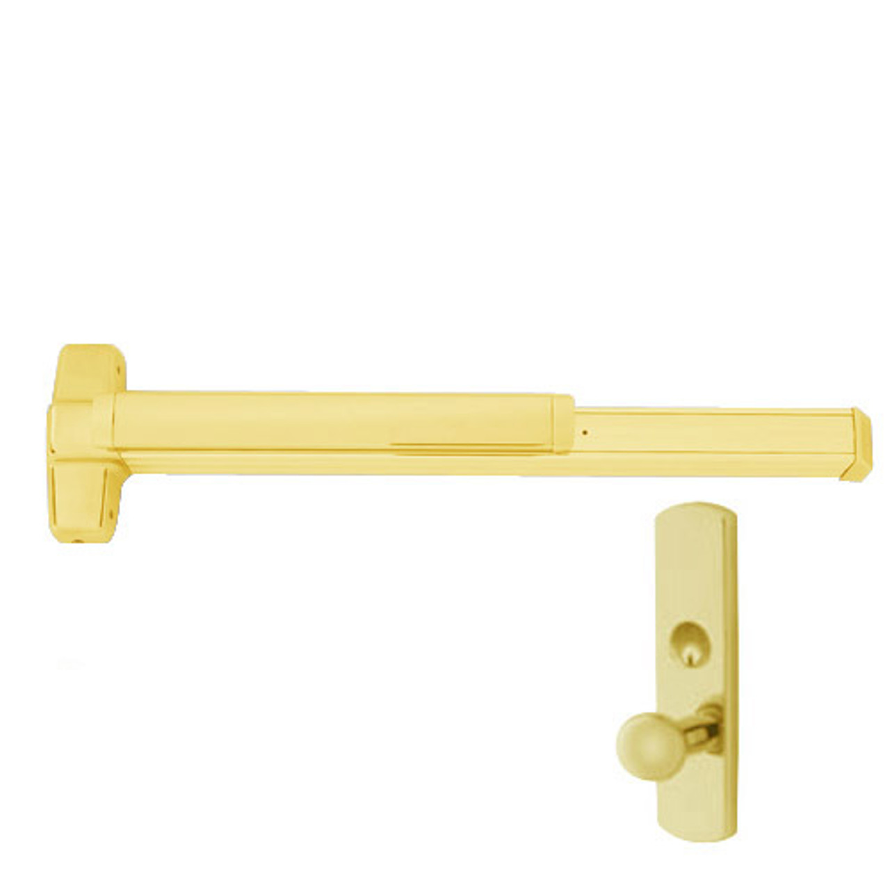 EL9847WDC-K-US3-4 Von Duprin Exit Device with Electric Latch Retraction in Bright Brass